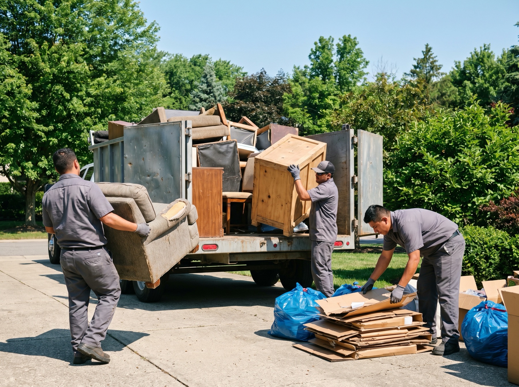 Houston Junk Dumpster Test Co dumpster rental crew working in Houston